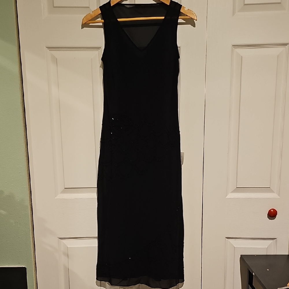 🖤 Ann Taylor LOFT Black Beaded Sleeveless Midi Dress – Size 0 (NWT) 🖤